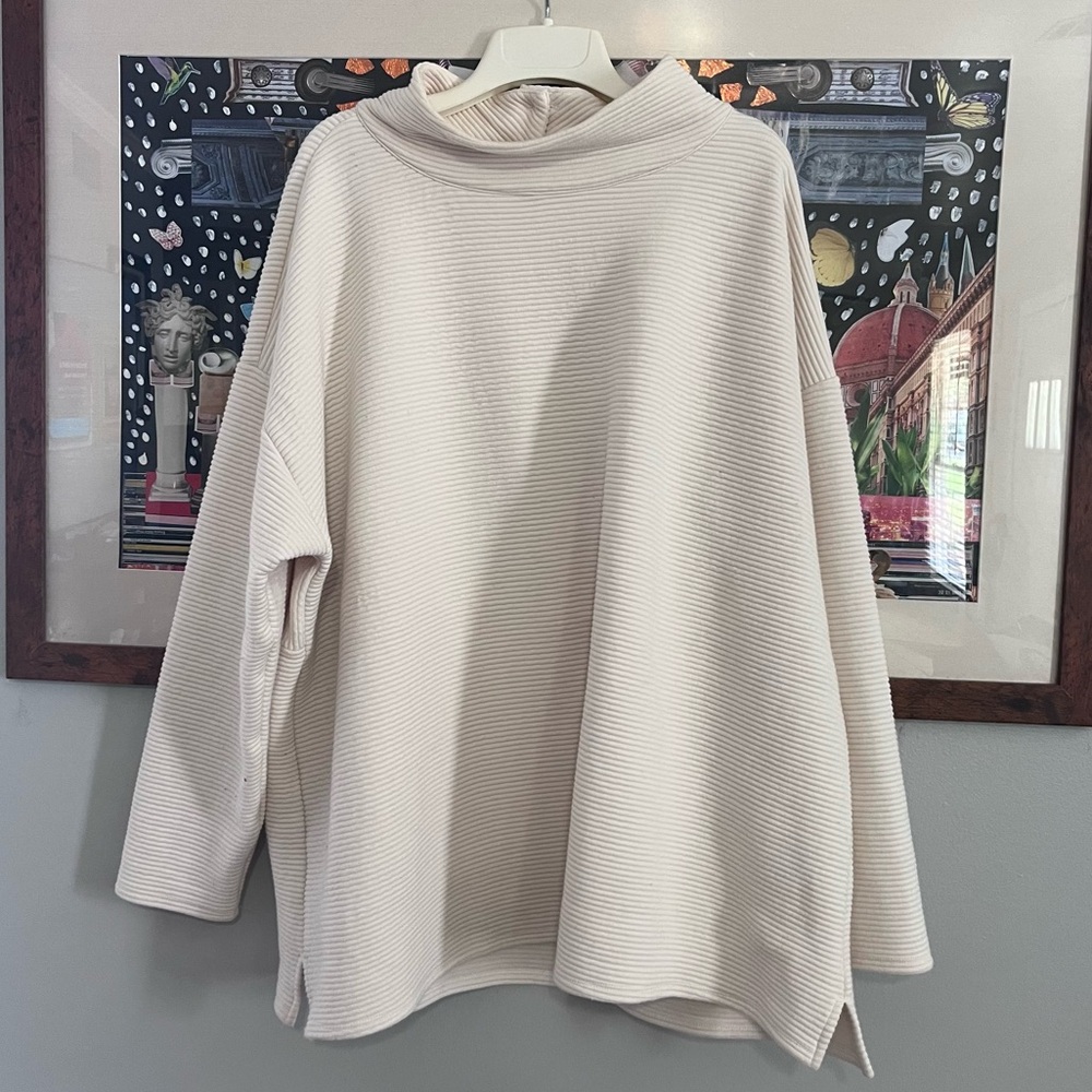 Wonderly Cream Color Ribbed Oversized Cozy Turtleneck 3XL Plus Size Sweater